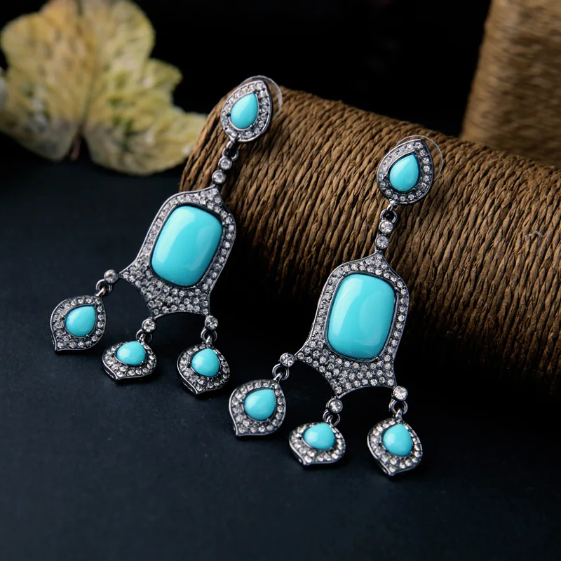 Синие серьги-капли в стиле бохо 2019 шикарные большие серьги новинка Летняя