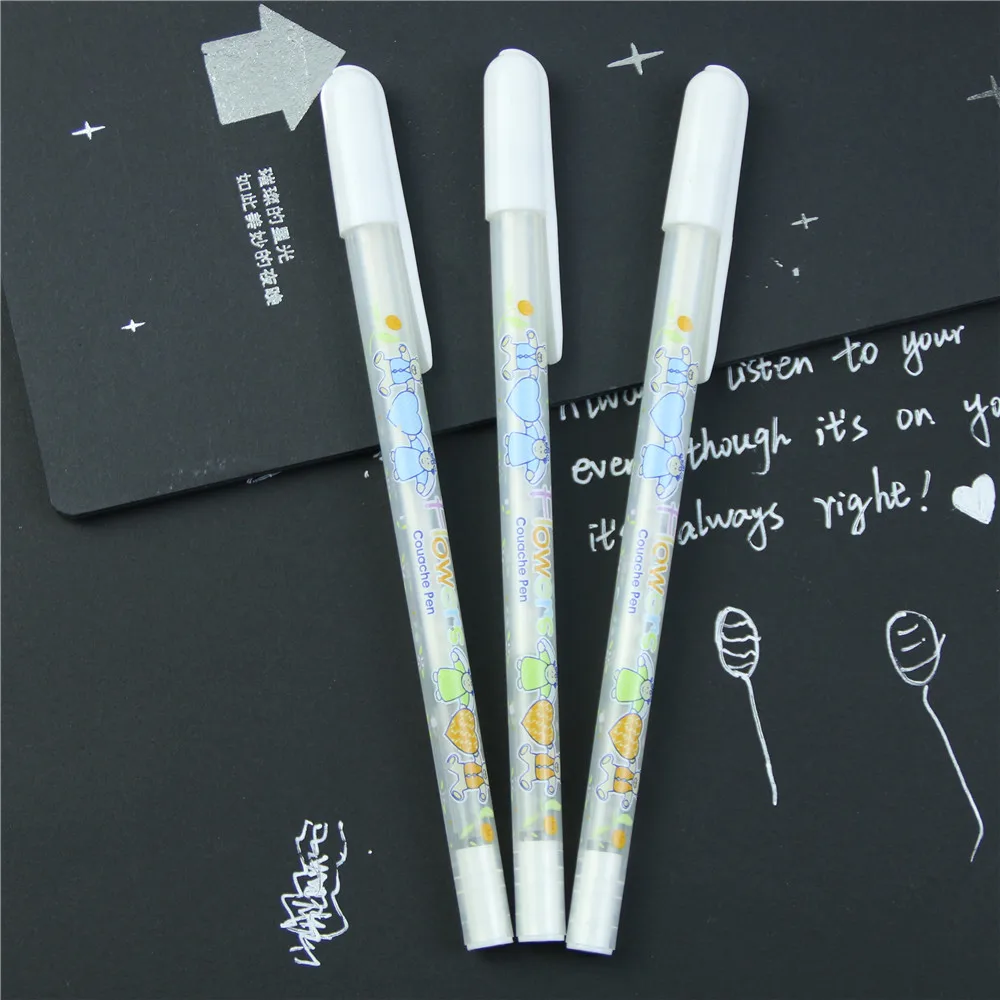 0.8mm Beautiful Cute Pen Unisex Gift For Kids White Ink Color Photo Album Gel Stationery Office Learning | Канцтовары для офиса и