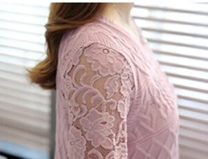 

Slim Lace Splice Thin Sweater Fake Two Pieces Hedging Sweater Female Sweater Bottoming Nice Spring Casual Fashion Woman Sweater