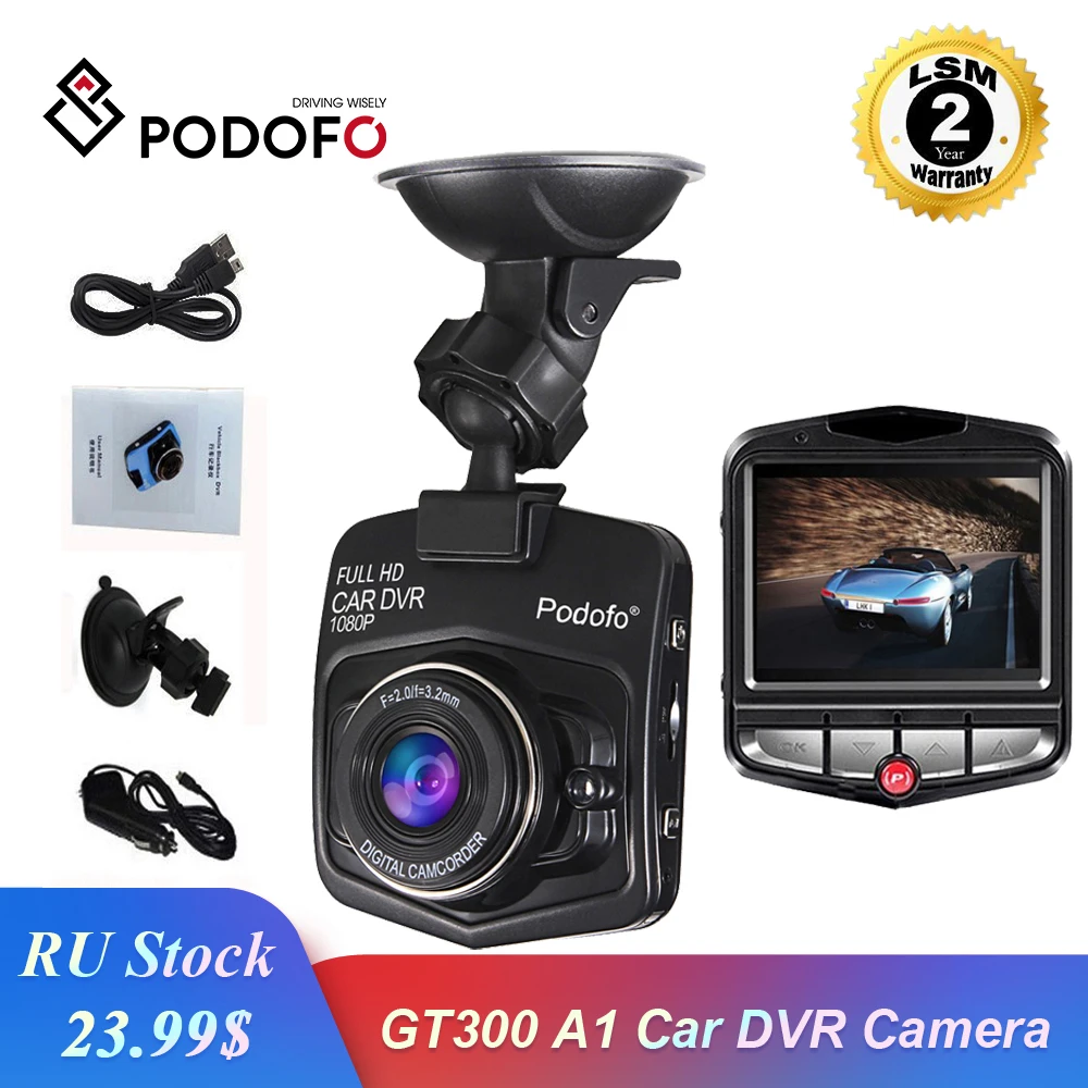 Podofo A1 мини Автомобильная dvr камера Dashcam Full HD 1080P видео рекордер GT300 регистратор g-сенсор ночного видения видеорегистратор