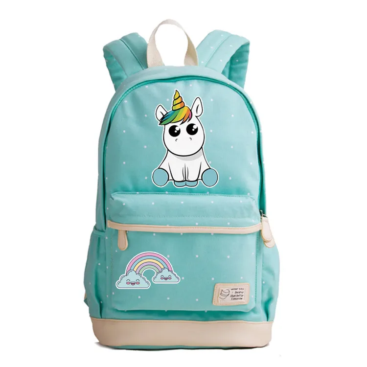 New Summer Style Rainbow Unicorn Printing Backpack Canvas School Bags for Teenage Girls Candy Color Women Backpack Rucksack - Цвет: 26