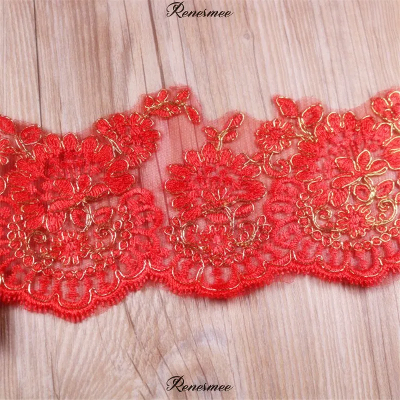 Изящный золотой шнур 1Yd шнуровка из красной ткани цветок Венецианская магнитная