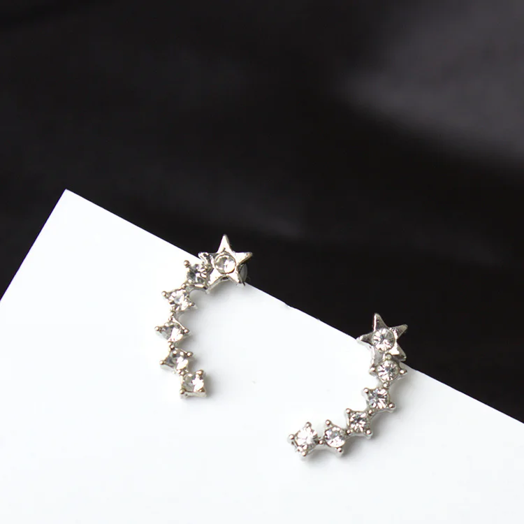 Корейская мода имитация пятиконечная звезда изогнутые геометрические серьги