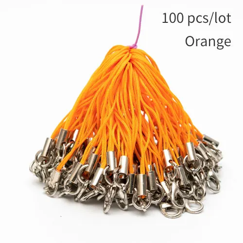 orange 100 шт./лот, многоцветная застежка-карабин, ремешок, шнур, мобильный ремешок, очаровательное нейлоновое кольцо для ключей, цепочка, сделай сам, для изготовления ювелирных изделий - Цвет: orange