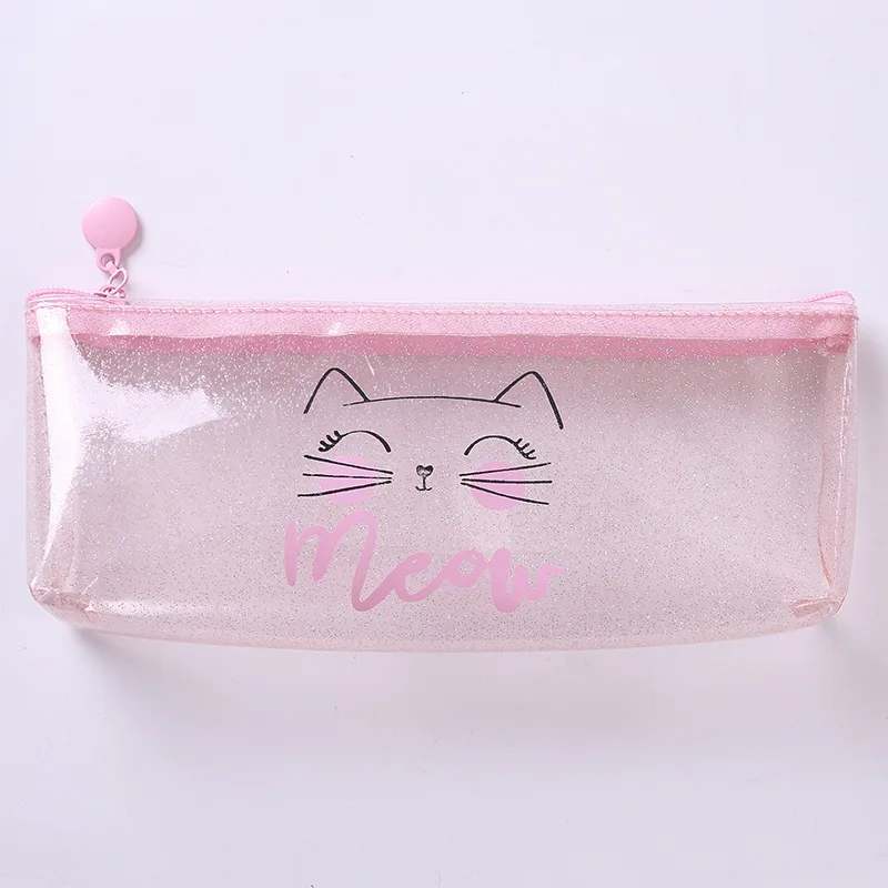 Розовый Милый Kawaii прозрачные пластиковые силиконовые ручки для хранения сумка-Органайзер пенал канцелярский школьный офисный футляр - Цвет: 4