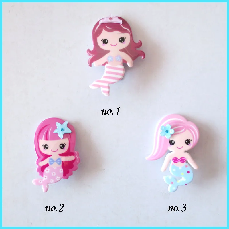 

50 BLESSING Good Girl 2.5" Acrylic Mermaid Hair Bow Clip Accessories Women