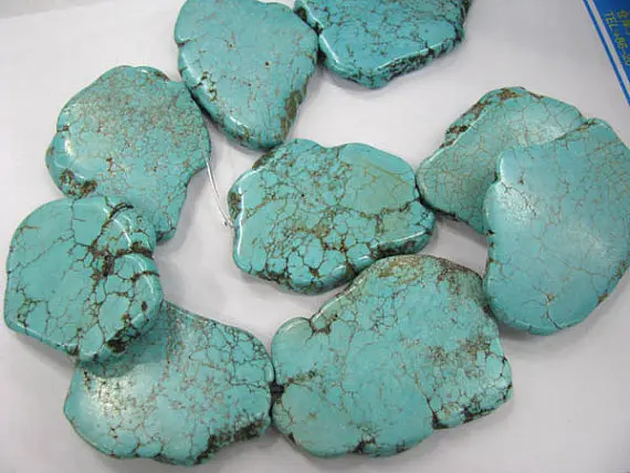 

wholesale turquoise beads freeform slab green jewelry beads 25-35mm--2strands 16"/per