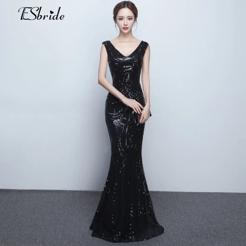 2017 Новое Прибытие Вечерние Платья V Шеи Без Рукавов Блестками Длина Пола Длинные