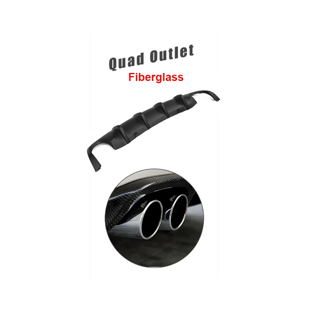 quad outlet Автомобильный задний диффузор из углеродного волокна для Volkswagen VW Scirocco R R20 бампер 2009- Черный FRP задний диффузор спойлер - Цвет: quad outlet
