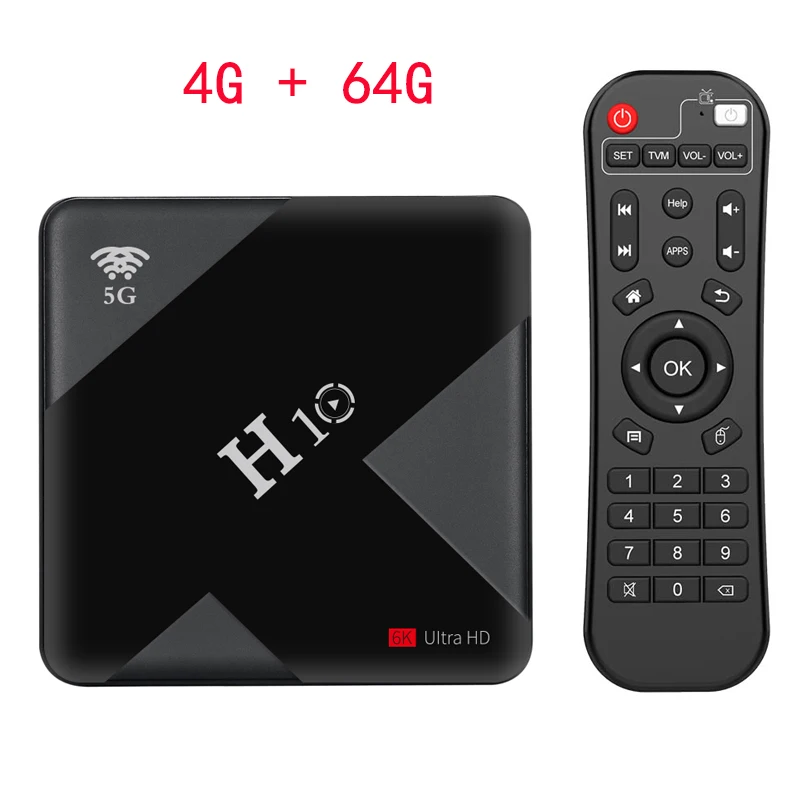 4G 64G TV BOX Новинка! H10 Android 9,0 Smart tv Box 4 Гб 64 Гб Allwinner H6 четырехъядерный 6K Dual 2,4G/5G Wifi USB 3,0 Netflix телеприставка медиаплеер - Цвет: 4G 64G TV BOX