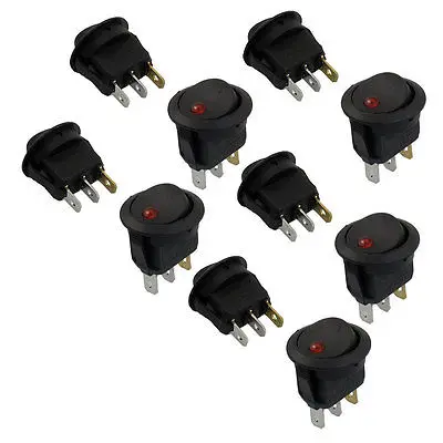 10 x AC 6A/250V 10A/125V 3P SPST красная лампа O/F ВКЛ-ВЫКЛ круглая лодка кулисный переключатель