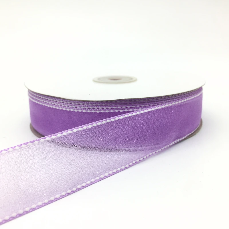 Purple 25 цветов, 5 ярдов, 1 дюйм(25 мм), атласная лента из органзы для бантиков, рождественские украшения, вечерние ленты - Цвет: Purple