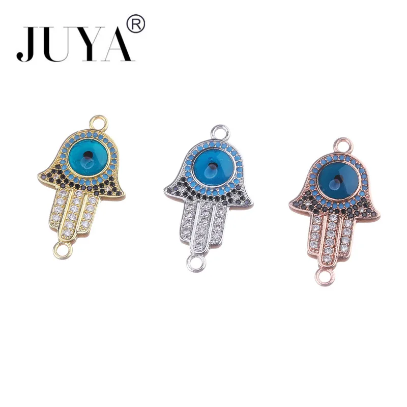 Новые Позолоченные/Серебристые разъемы Fatima Hamsa Hand Evil Blue Eye для браслетов DIY