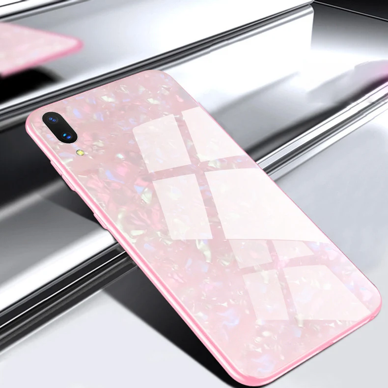 Pink Чехлы с закаленным стеклом для Vivo NEX S A X21 X20 Plus X21i X9 X9s X7 Y85 Y79 Y75 чехол из ТПУ с покрытием - Цвет: Pink