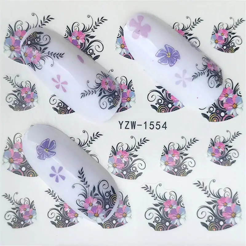 YZW-1554 32 дизайна наклейки для ногтей смешанные единороги переводные наклейки для ногтей цветы животные мультфильм Фламинго Маникюр слайдер - Цвет: YZW-1554