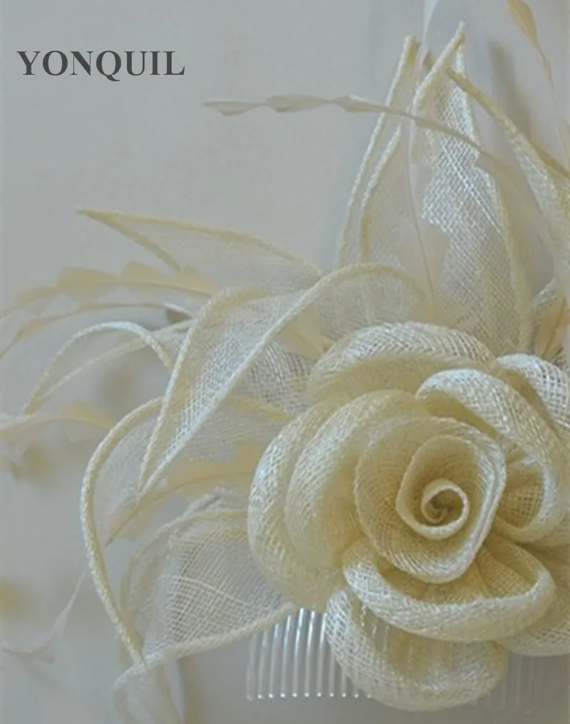 

Fashion Fascinator Clips 21 Color High Quality Rose Sinamay Fasinctor Hats Women Hair Accessories Party Hats Cocktail Hats FS53