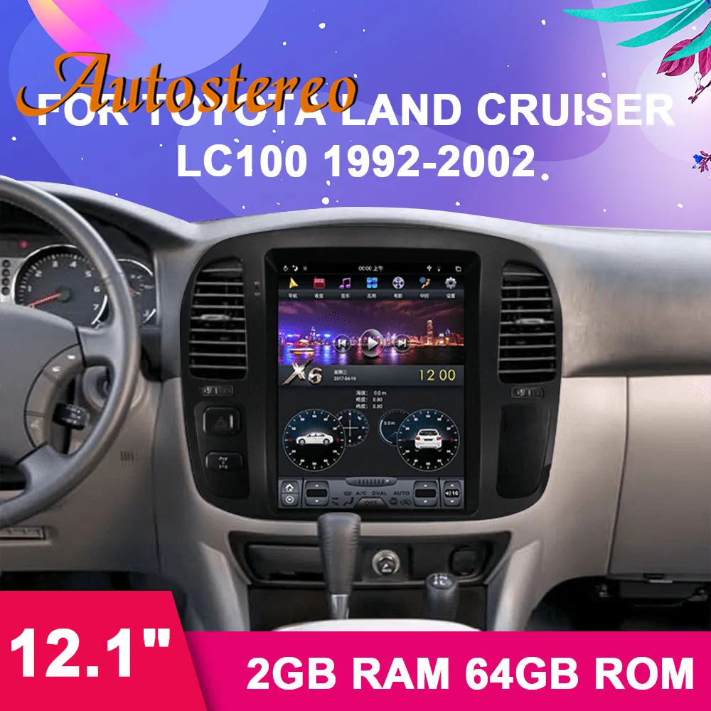 Android 9,0 Tesla стиль автомобиля gps навигация для TOYOTA LAND CRUISER LC100 до 2002 головное устройство мультимедиа радио без автомобиля dvd-плеер