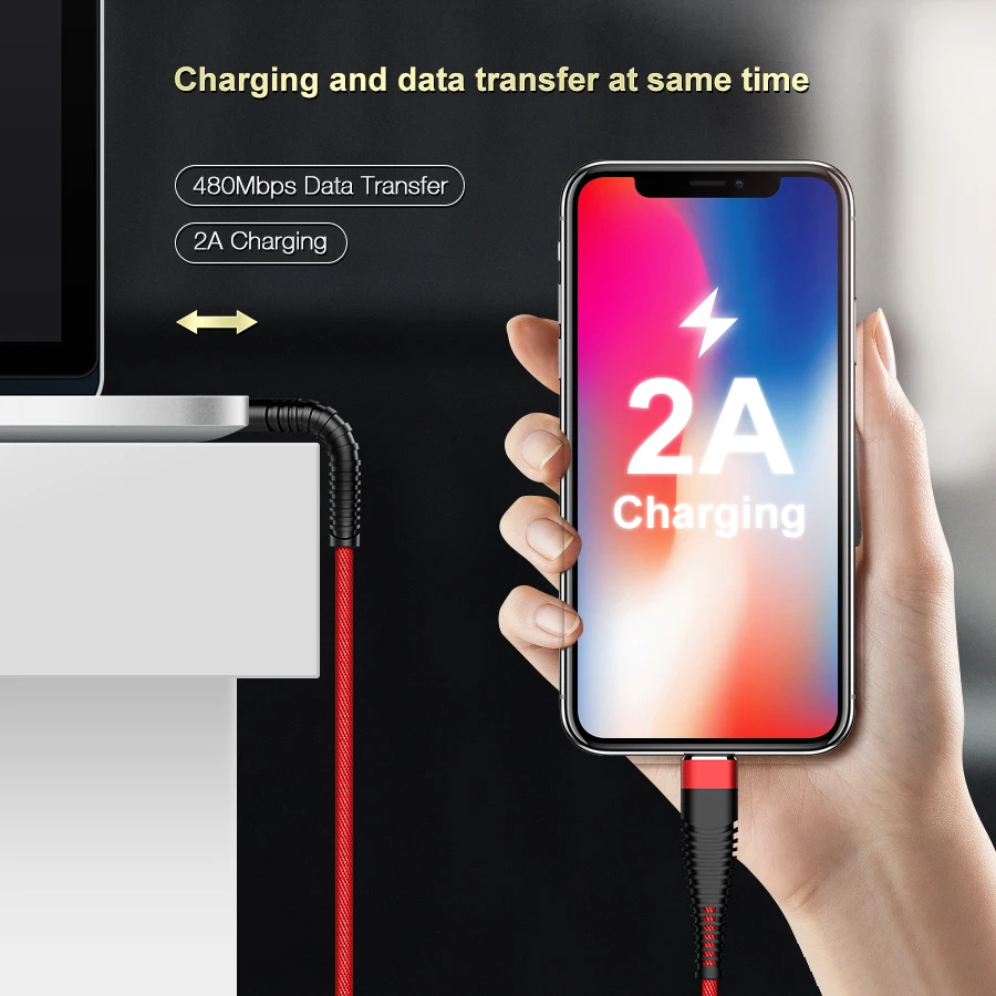 FLOVEME высокопрочный 2а USB кабель для iPhone 7/8/X зарядного устройства зарядки данных