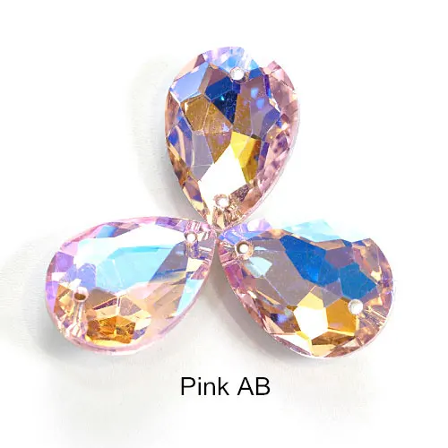 Pink AB 24 шт. 13x18 мм каплевидное Хрустальное стекло пришивные стразы высокого качества точечная капелька Mulit Швейные Стразы для одежды B3680 - Цвет: Pink AB