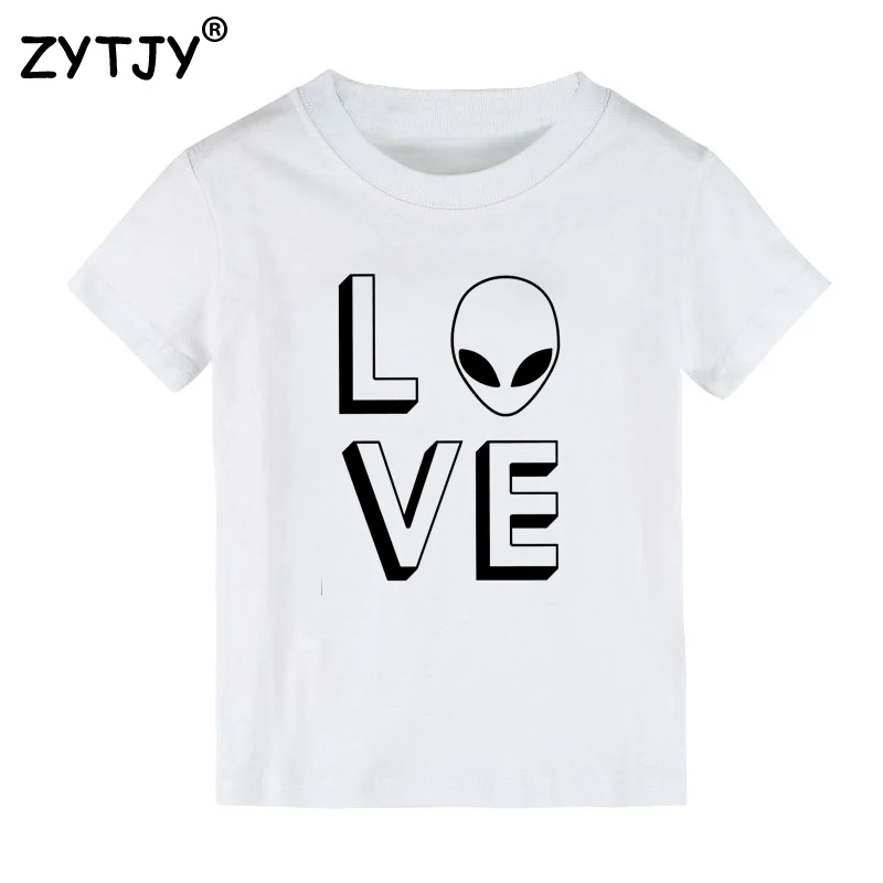 Love Alien/Детская футболка с принтом для мальчиков и девочек, футболка для детей, одежда для малышей, Забавные футболки, Прямая поставка, Y-31 - Цвет: Белый