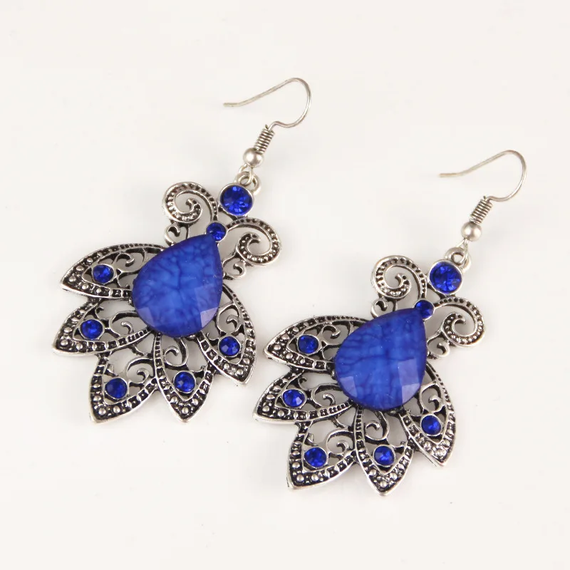 Новый чешского Ретро полые падение листьев Длинные висячие серьги горный