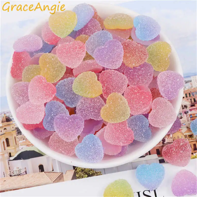 GraceAngie 20pcs Mix Heart soft sweets Charms Candy Resin Beads Jewelry Crafts DIY Supplies Scrapbooking Refrigerator Decoration | Украшения
