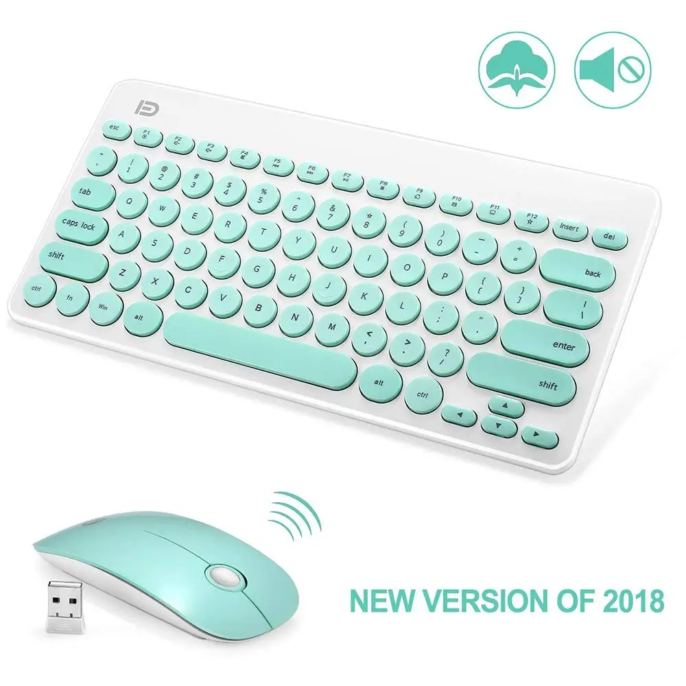 Blue FD беспроводная клавиатура и мышь 2,4 ГГц мини ультра тонкий для Mac ноутбук Настольный компьютер офисные игры Русские наклейки - Цвет: Blue