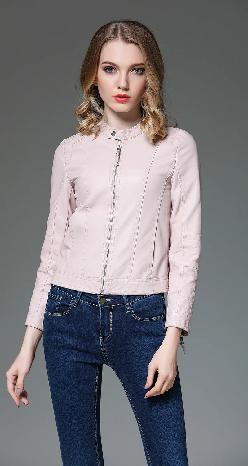 Женская Байкерская кожаная куртка Fitaylor короткая приталенная байкерская из