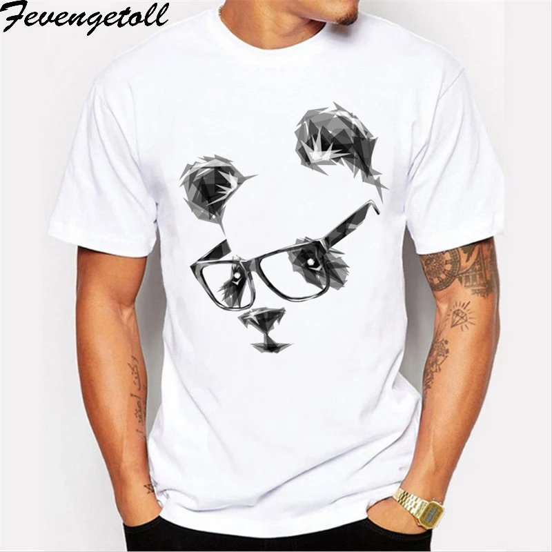M219 Harajuku одежда очки панда футболки мужские Забавные с принтом Хлопок Slim Fit Homme
