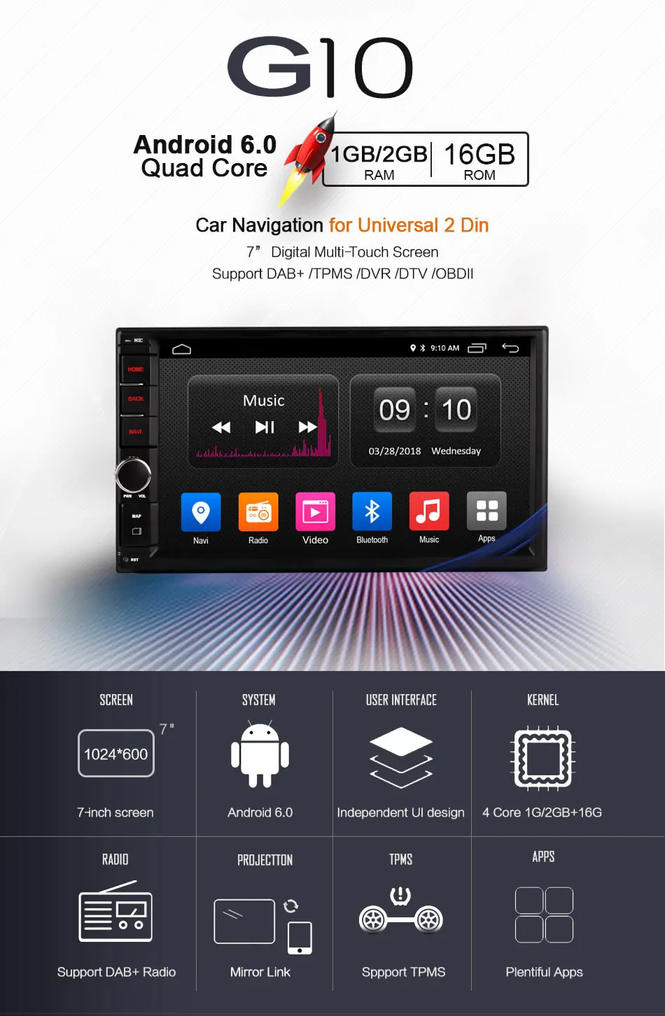 Ownice G10 7 &quot2Din Android 6 0 штатную gps навигации воспроизведения видео коснитесь