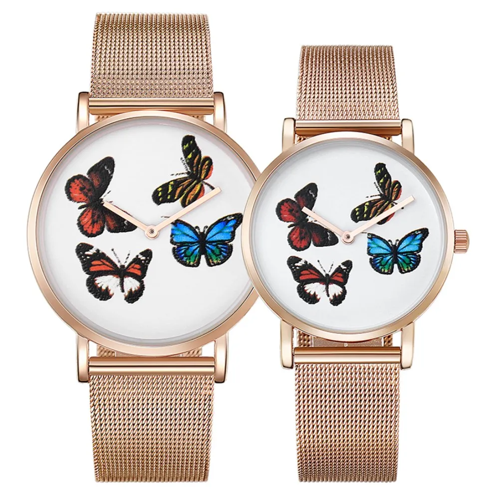 

CAGARNY Fashion Dress Women Watches Butterfly Design Steel Bracelet Wristwatches Ladies Girls Mesh Watchband Gold Quartz Watch