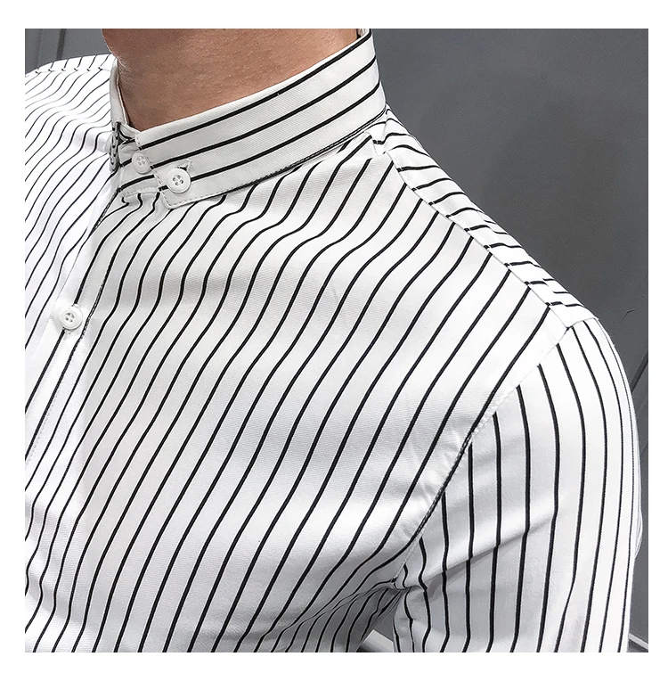 Горячая Распродажа camisa masculina Мода Весна новые мужские рубашки с длинным рукавом slim fit повседневные полосатые рубашки для мужчин качество одежды