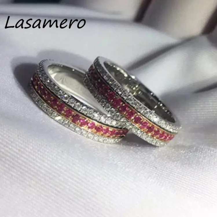 LASAMERO сертифицированное натуральное бриллиантовое кольцо акценты 18k золото