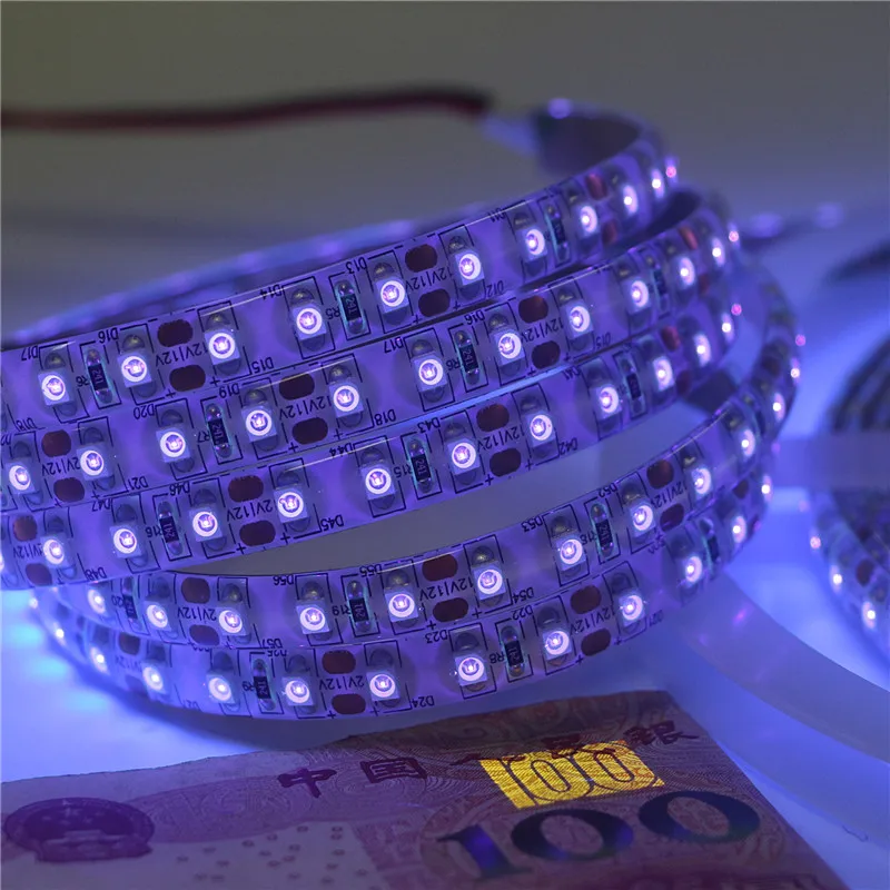 DC12V 3528 SMD LED фиолетовый ультрафиолетовый УФ 395 405nm гибкий Светодиодные ленты черный