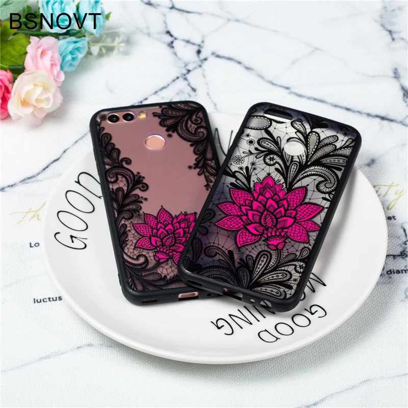 BSNOVT чехол для Huawei NOVA 2 Чехол из мягкого ТПУ рельефный черный кружевной красный