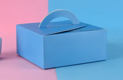 Light Blue 14,2x14,2x6,5 см золотой упаковка для тортов коробки с ручкой, стаканчики для капкейков, бумажная картонная коробка для торта 100 шт./лот - Цвет: Light Blue