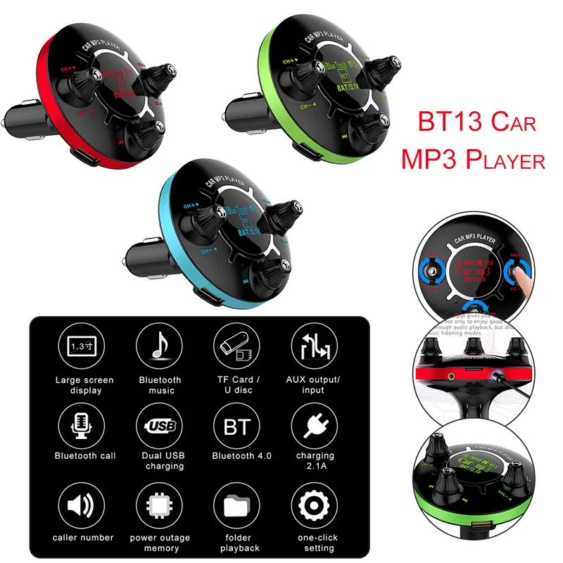 Автомобильный fm модулятор BT13 Bluetooth FM передатчик громкая связь автомобильный