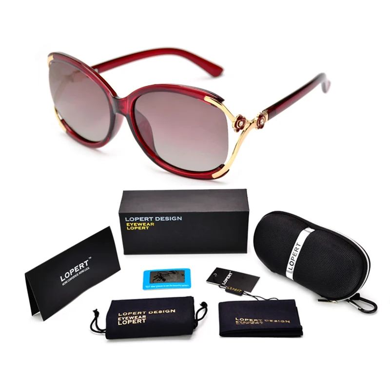 Lopert Cat Eye поляризованных солнцезащитных очков Модные женские очки Glasse Брендовая дизайнерская обувь Высокое качество вождения солнце Glasse Óculos De Sol - Цвет линз: SET 2 Red