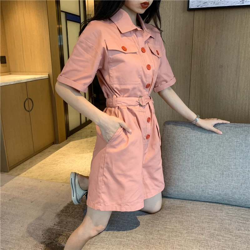 

2019 Women New Fashion Jumpsuit Long Sleeve PINK Casual Bodysuit Ladies Vintage Romper Long Jumpsuit