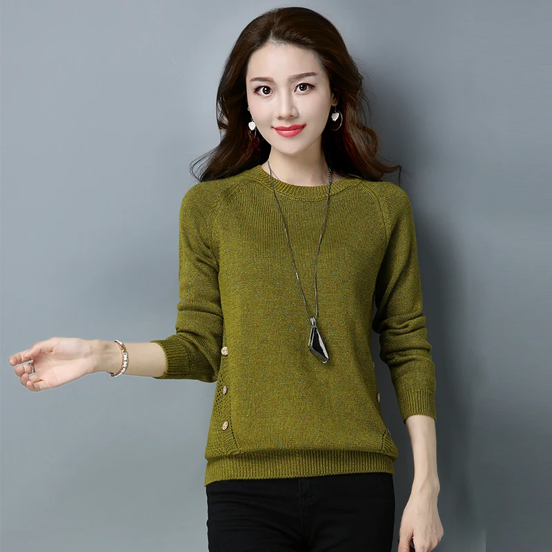 Winter Pull Sweaters 2017 Women Knitted Sweater Jumpers With Buttons Casual Korean O-neck Knitwear Pullovers | Женская одежда