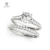 lesf 1 0 carats round cut d color moissanite diamond wedding ring set engagement band fashion jewelry for women