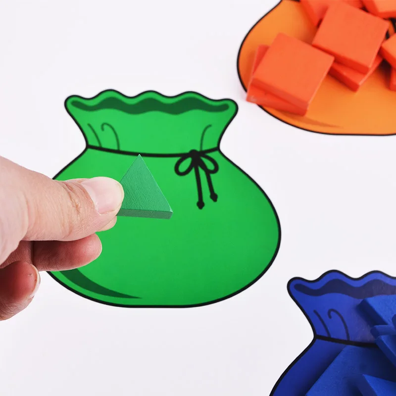 High Quality Colorful Geometric Jigsaw Puzzle Children Learning Practice square triangle Pentagon diamond trapezoid wooden Toys | Игрушки и