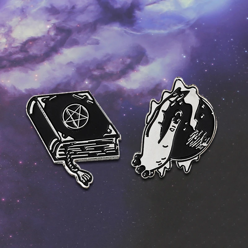 Ведьм заклинание книжка Magic Броши с шариком темно черый Системы ведьма волшебный