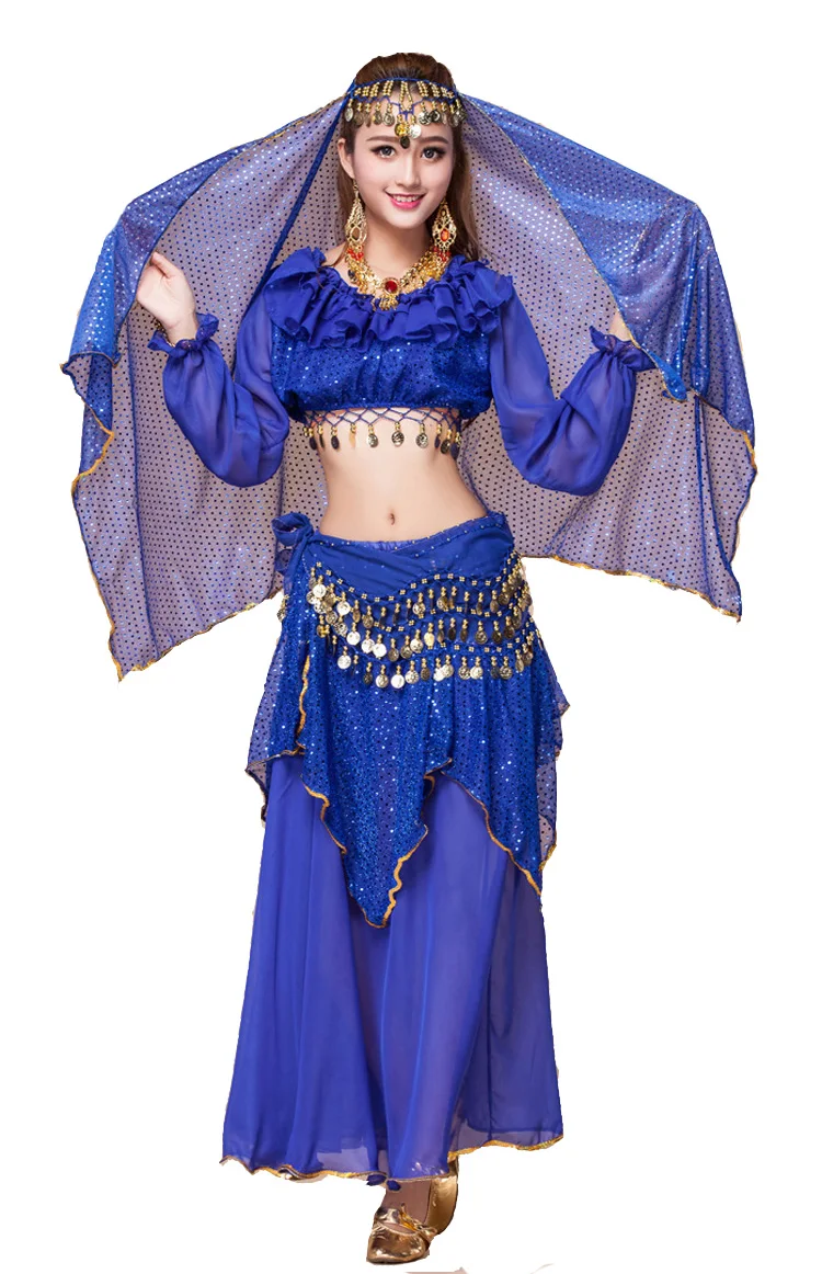 Костюм для танца живота 2 шт./7 шт. танцевальная одежда выступлений Индийский