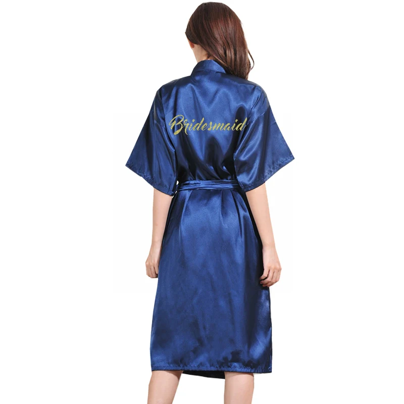 Blue Bridesmaid TJ01 Большие размеры Gold Золото письмо невесты получить готовый халат Свадебные вечерние подарки халат халаты для женщин - Цвет: Blue Bridesmaid