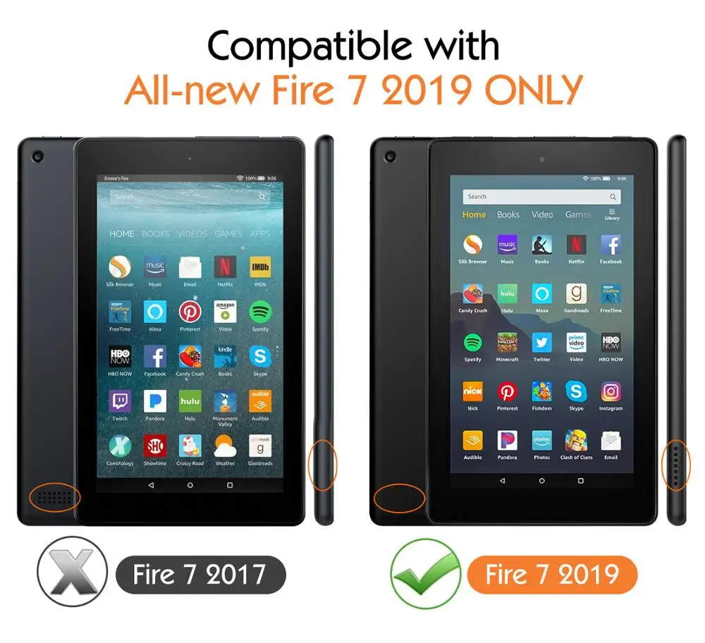 Case For Fire 7 Tablet (9th Generation - 2019 Release) Ultra Thin Slim Shell Trifold Stand Cover with Frosted Back for | Компьютеры и