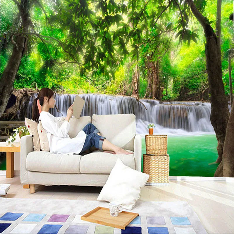 3D фотообои с водопадом обои для гостиной ТВ дивана|waterfall mural wallpaper|wallpapers for living