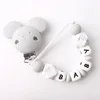 Pacifier Chain Grey Lets Make 1 шт. детский Прорезыватель на заказ Детское Имя силиконовые бусины медведь соска зажим Шестигранная Геометрическая Соска с бусами цепочка подарок для медсестры - Цвет: Pacifier Chain Grey