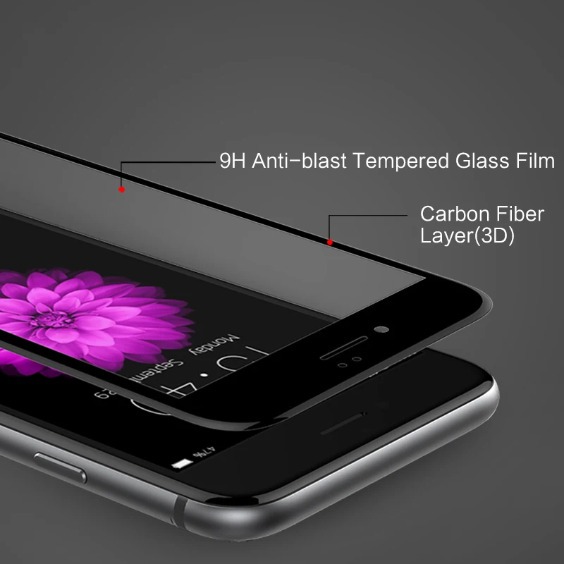 Закаленное стекло USAMS пленка для iPhone 7 plus 0 3 мм 9 H углеродное волокно 3D