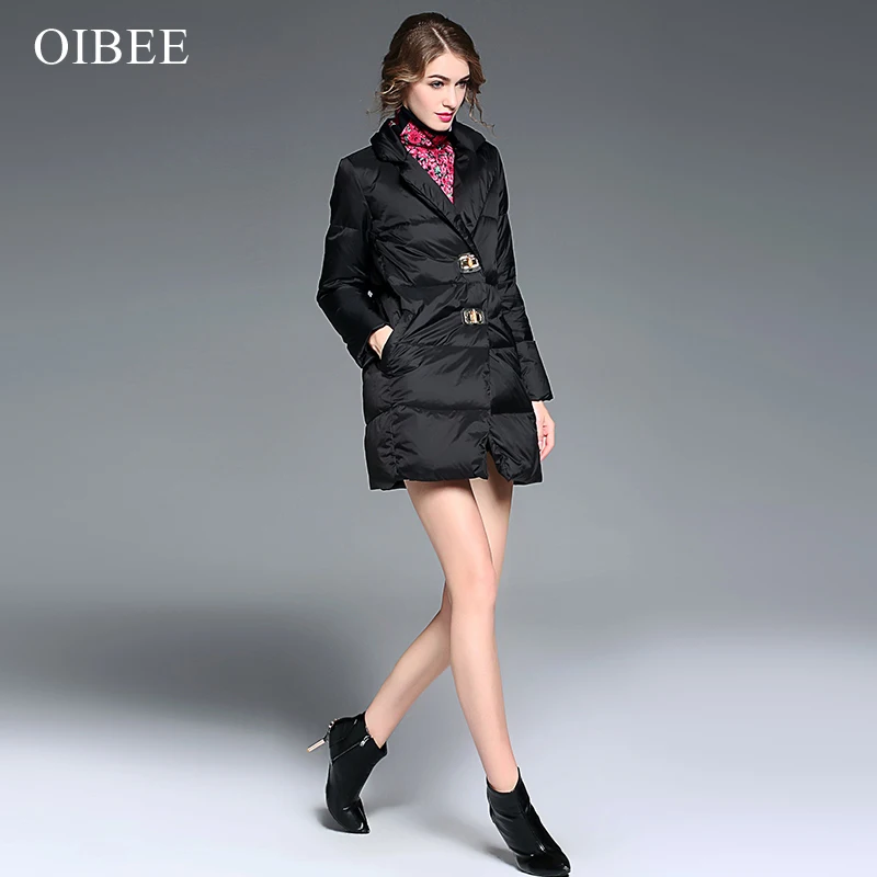 OIBEE, высококачественный пуховик для женщин, с капюшоном, с длинным рукавом, теплое пальто, парка для женщин, однотонная, портативная верхняя одежда